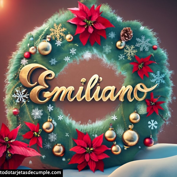 Imagenes corona rosca navidad con nombre emiliano