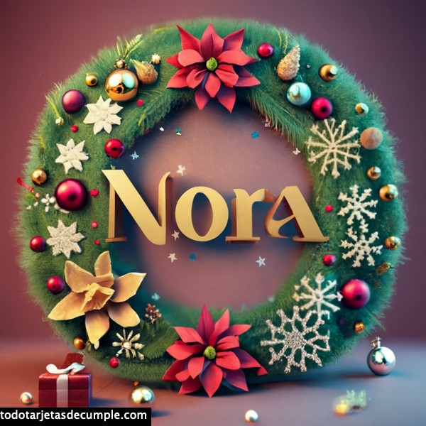 Imagenes corona rosca navidad con nombre nora