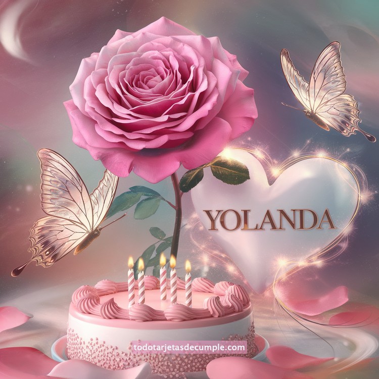 nombres pastel de cumpleaños con rosa y mariposas