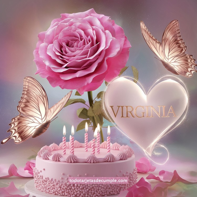 nombres pastel de cumpleaños con rosa y mariposas