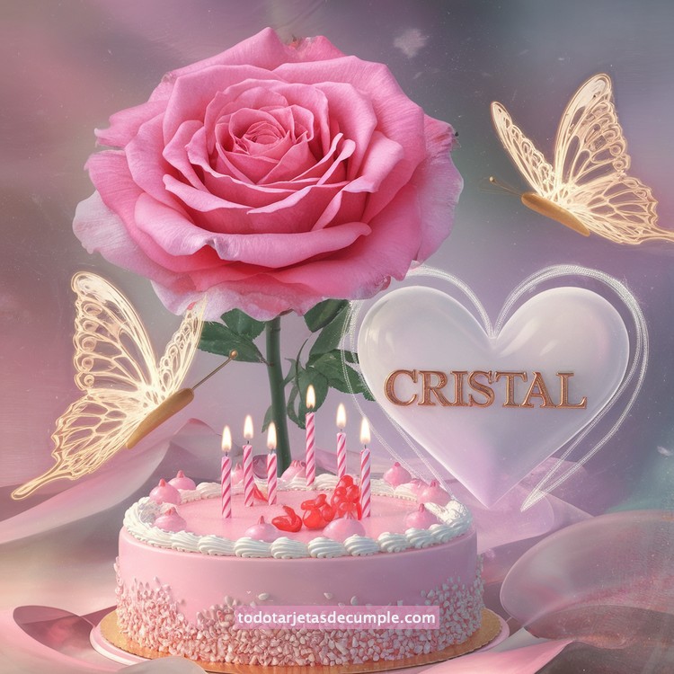 nombres pastel de cumpleaños con rosa y mariposas
